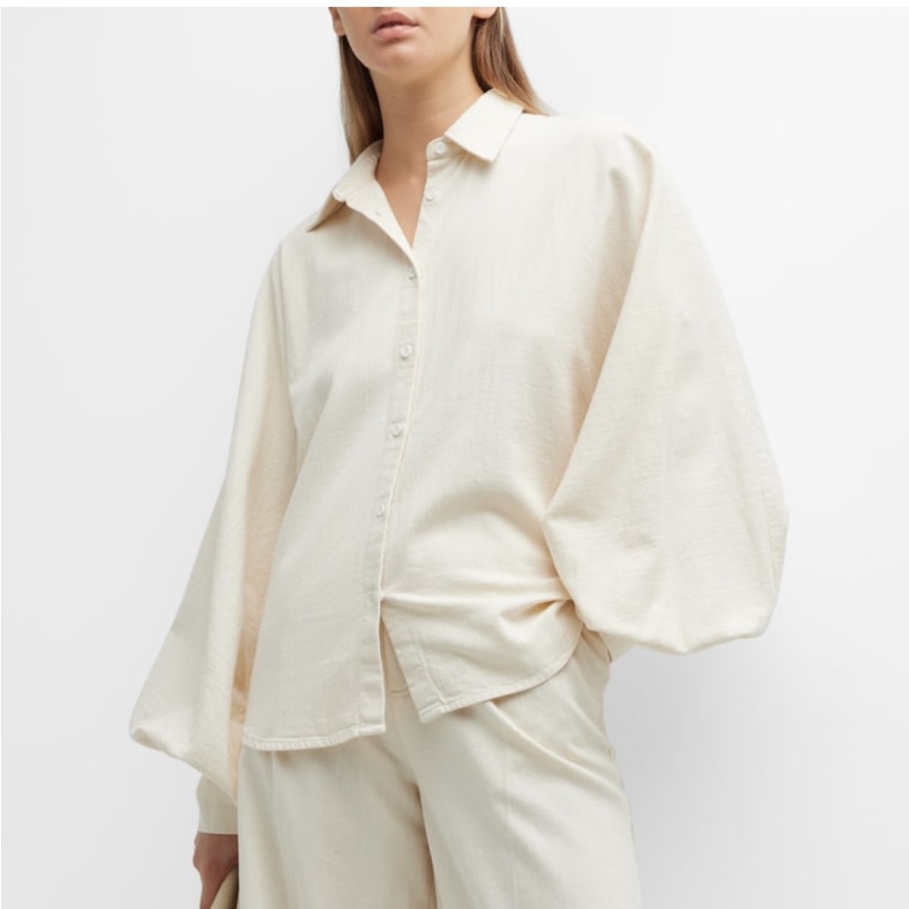 Made in Tomboy Claire Button-Front Balloon Sleeve Top